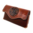 thumbnail image 2 of Western Cowboy Horizontal Basketweave Leather Mexican Multi Emblem Cellphone Belt Holster Case, 2 of 3