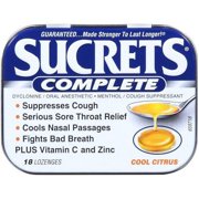 Sucrets Complete Lozenges for Throat Relief, 18 Count