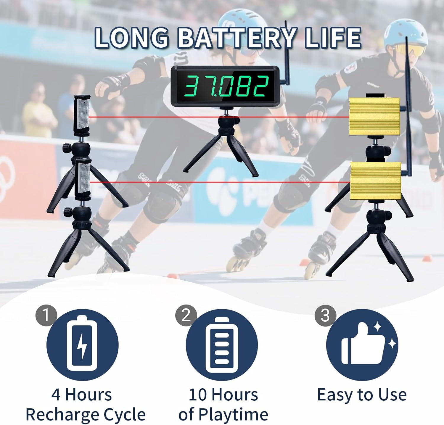 Battery Powered Wireless Laser Timer for Sprints Race Clock Running Stopwatch Electronic Bike Speed Training Skating Track Field Timer Motorcycle