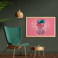 thumbnail image 2 of Valentines Wall Art with Frame, I Love You to the Moon and Back Lettering with an Astronaut Holding Heart, Printed Fabric Poster for Bathroom Living Room, 35" x 23", Pink Dark Teal, by Ambesonne, 2 of 2
