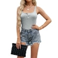 thumbnail image 3 of Womens Solid Scoop Neck Tank Top Summer Sleeveless Ribbed Tee, 3 of 5