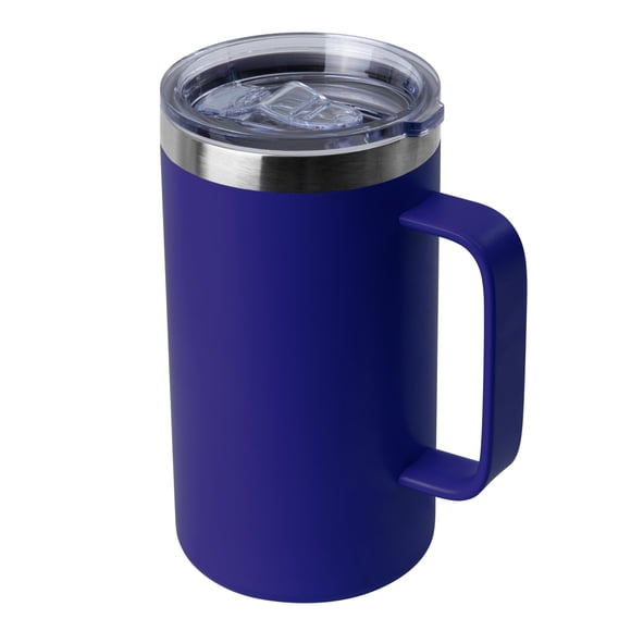DOMICARE Tasse 24oz avec Poignée et Couvercle, Tasse à Café en Acier Inoxydable, Tasse Isolée Réutilisable, Tasse de Voyage avec Poignée, Gobelet à Café à Double Paroi sous Vide pour Hommes et Femmes, Bleu Foncé, Paquet 1