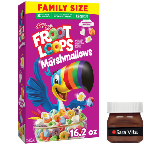 Kellogg's Froot Loops with Marshmallows Breakfast Cereal, 12g Whole Grains, Family Size, 16.2 oz