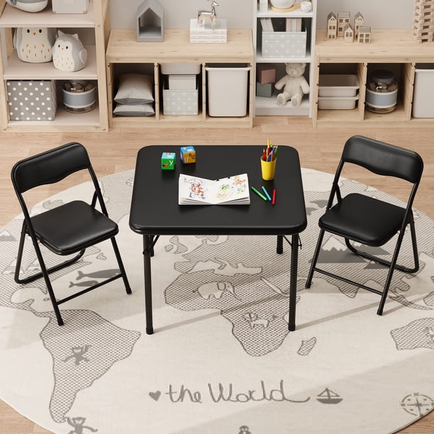 3-piece folding mesa y sillas set in negra para boys y girls