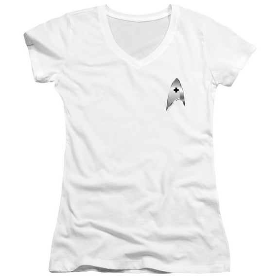 Star Trek Discovery Medical Badge Junior Women's V-Neck T-Shirt White