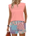 thumbnail image 5 of 2 Piece Short Sets for Women Summer Vacation Outfits Cap Sleeve Tops and Floral Wide Leg Shorts Set, M, 5 of 6