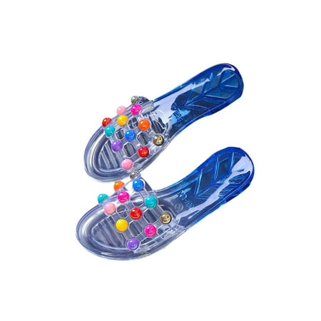 

Ferndule Girl Crystal Jelly Shoe Summer Slipper Beach Hollow Out House Comfort Open Toe Shower Slippers Blue 4Y