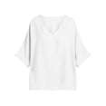 thumbnail image 6 of ZGRBOU Cotton Linen Shirts for Women Fasion V Neck Ruffled Half Sleeve Tops Summer Casual Loose Comfy Blouses, 6 of 6