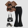 thumbnail image 2 of HCNTES Girls Clothes 2 Piece Cute Butterfly T-Shirt Tops & Cargo Pants Spring Summer Outfits Teen Tween Girls Summer Clothing Set, 2 of 4