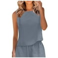 thumbnail image 2 of Womens Tank Tops, Womens Tank Top, Womens Solid Cotton and Linen Round Neck Tank Top, 2 of 6