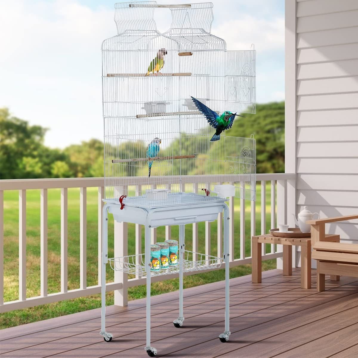 Bird Cage with Stand Parrot Cages for Large Birds Parakeet Cage with ...