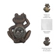 thumbnail image 4 of Frog Statue for Garden Decor - Solar Resin Figurine with Crackle Glass Globe and Textured Sculpted Detail - Outdoor Patio Accent for Front Porch and Yard Art Display - 7", Bronze & Copper, 4 of 12