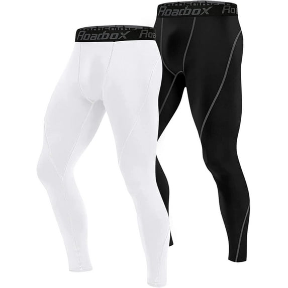 Roadbox 2 Pack Men's Compression Pants Athletic Base Layer Tights Leggings with Pocket/Non-Pocket