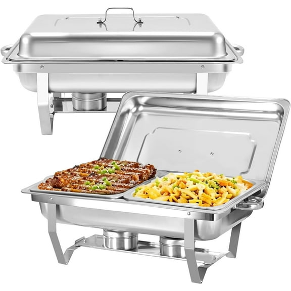 2 Pack Chafing Dish Buffet Set, Jacgood Stainless Steel Chafing Dishes for Buffet, Buffet Servers and Warmers for Wedding, Catering, 1/2 Pans