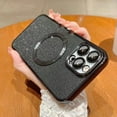 thumbnail image 2 of Magnetic Case for iPhone 15 Pro Glitter, Luxury Plating Bling with Camera Lens Protector, Compatible with MagSafe, Slim Thin for Women Girls Shockproof Protective Clear Phone Cover, Black, 2 of 10