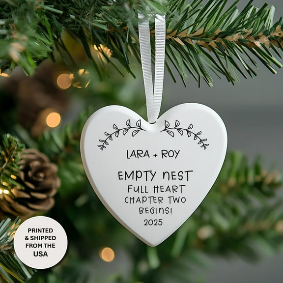 Personalized Empty Nest Heart Ceramic Ornament – Milestone Celebration Keepsake – Meaningful Family Gift