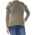 thumbnail image 2 of maison Jules Womens Cold-shoulder Knit Blouse, Green, Large, 2 of 3