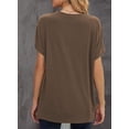 thumbnail image 3 of Womens Striped Color Block Short Sleeve Causal Blouses T Shirts Tops, 3 of 4