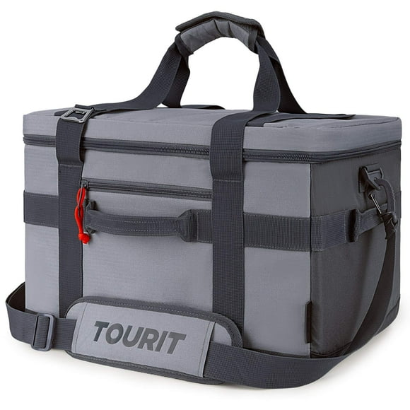 TOURIT Bolsa refrigeradora para 48 latas, refrigerador Suave con Aislamiento, Bolsa refrigeradora Grande y Plegable, refrigeradores para Almuerzo de 32 litros para Picnic, Playa, Trabajo, Viaje, Gris