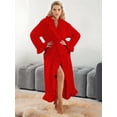 thumbnail image 4 of Peignoir en Peluche Doux pour Femmes, Chaud, en Polaire Corail Rouge TG, 4 of 7
