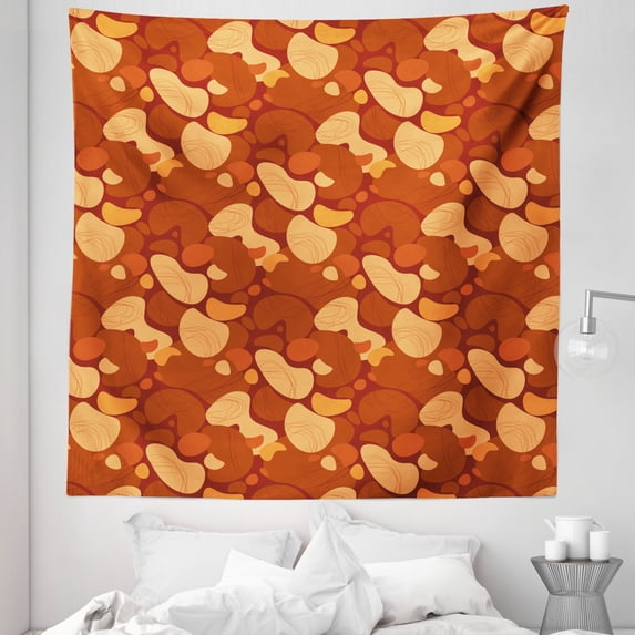 Amber Tapestry, Rounded Retro Inspired Pattern of Illustration Orderly Repeated Design, Fabric Wall Hanging Decor for Bedroom Living Room Dorm, 5 Sizes, Pale Cinnamon and Rust, by Ambesonne