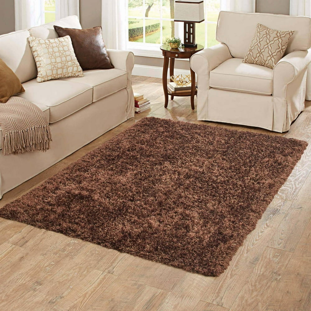 Better Homes and Gardens Brown Plush Shag Polyester Rug, Brown