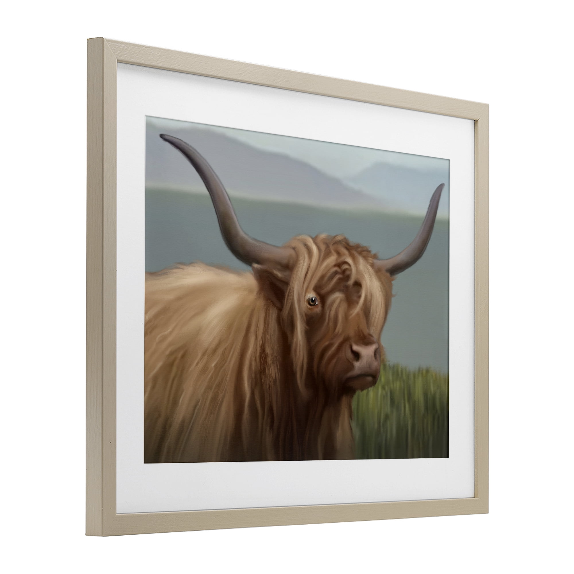 Stupell Industries Scottish Highland Cattle Landscape Birch Framed Print Under Glass, design by Matthew Piotrowicz