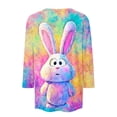 thumbnail image 4 of HAVUITYY Easter 3/4 Sleeve Sweaters for Womens, Cute Bunny Eggs Printed Womens Goung Out T-Shirts, Women's Spring Lightweight Tops, 4 of 5