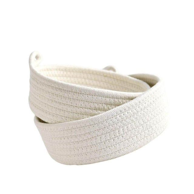2 Pieces Round Small Woven montessori gifts Baskets Set for Vegetable Bathroom White