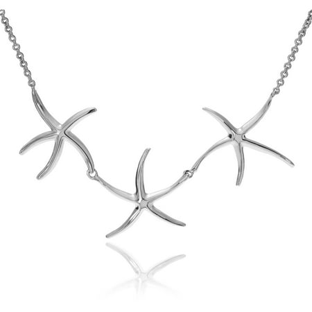 Brinley Co. Women's Sterling Silver Triple Starfish Pendant Fashion Necklace