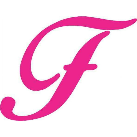 4in x 3in Pink Cursive F Monogram Sticker Vinyl Vehicle Stickers Car Decal