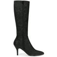 thumbnail image 3 of BLISSFUL STEP Women's Sparkle Glitter Stiletto Heel Knee High Boots Black 10, 3 of 7