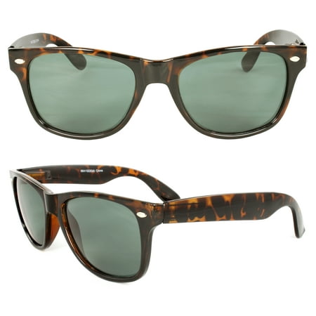Stylish Retro Horn Rimmed Sunglasses Brown leopard Frame Smoke Lenses for Women and Men
