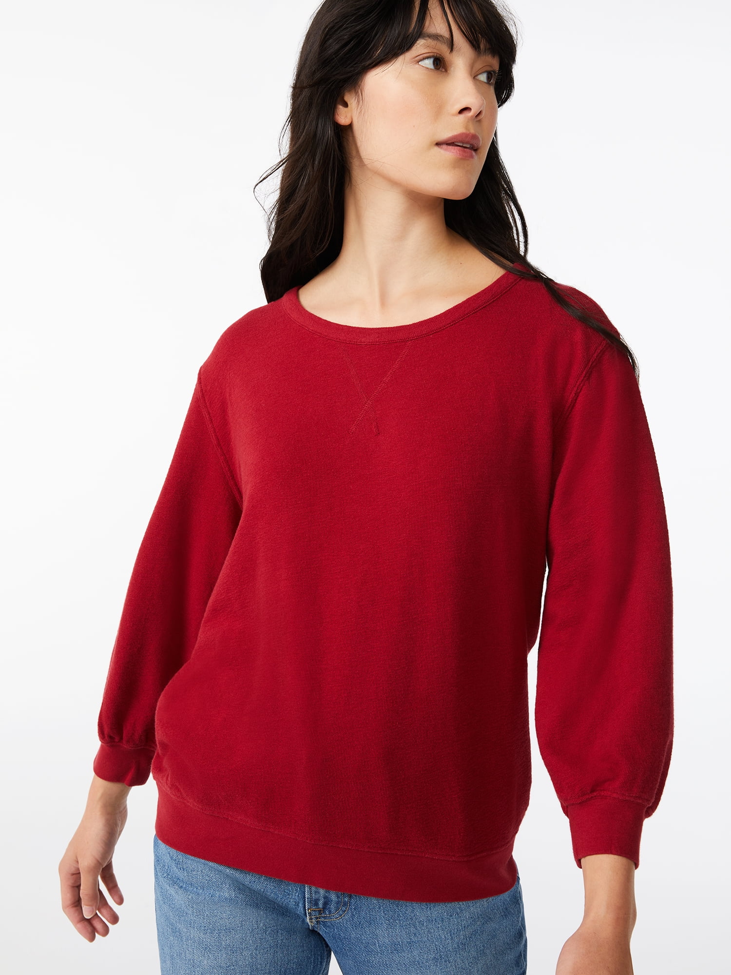Crewneck Sweatshirt with ¾-Sleeves 