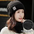 thumbnail image 3 of Xinwanna 2 Pcs/Set Lady Winter Beanie Scarf Sert Knitted Elastic Ear Protection Brimless Windproof Cap Neck Wrap Set Outdoor Cycling Skiing Headwear (Black), 3 of 13
