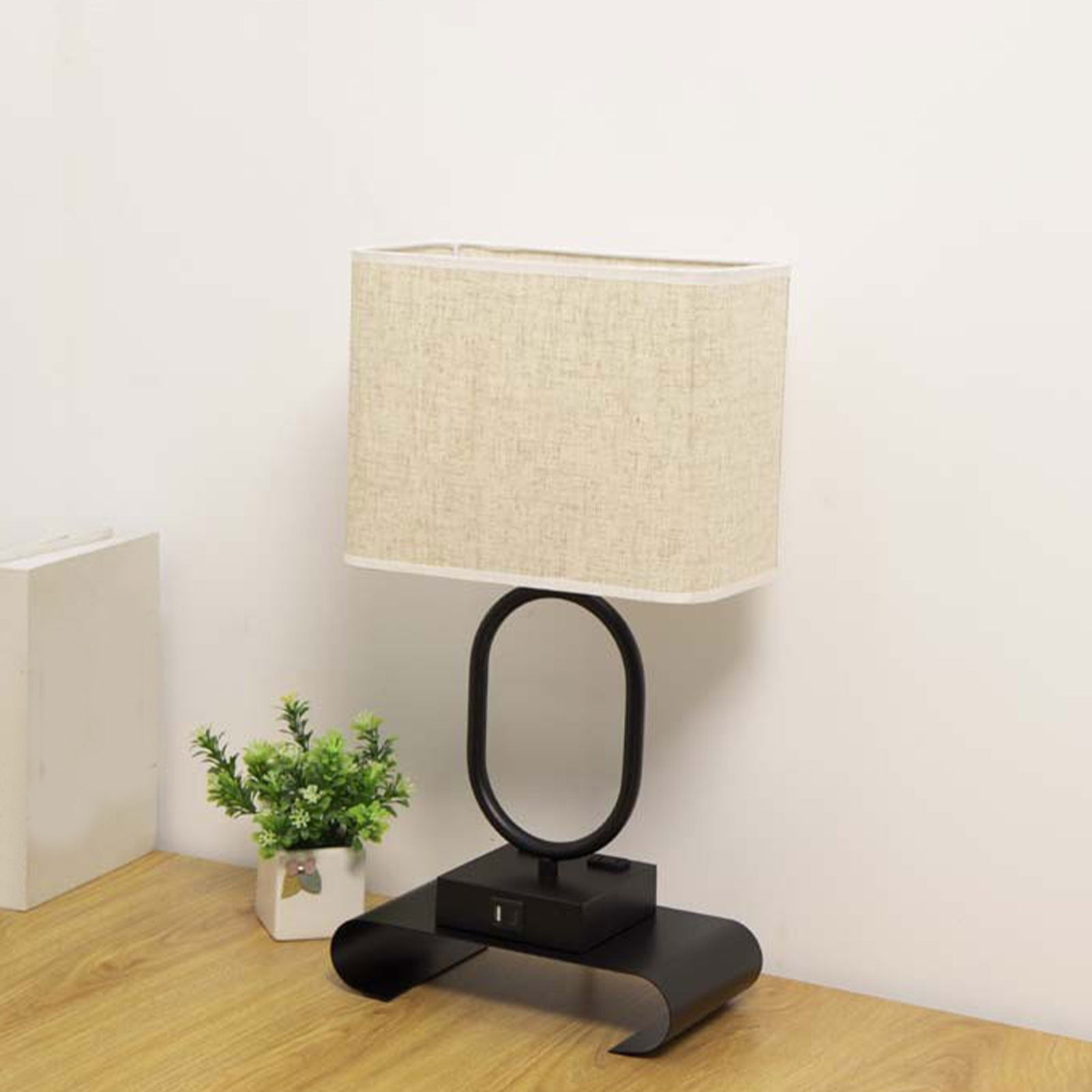 Viflosae Small Table Lamp for Bedroom - Bedside Lamps for Nightstand, Minimalist Night Stand Light Lamp with Square Fabric Shade, Desk Reading Lamp for Kids Room Living Room Office Dorm