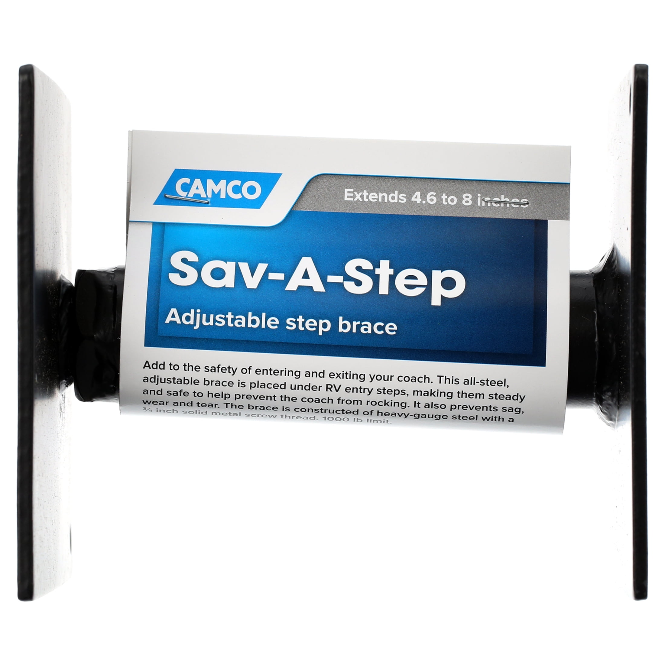 Camco Save-a-Step RV Step Brace - Adjustable Height Range - Black (43681)
