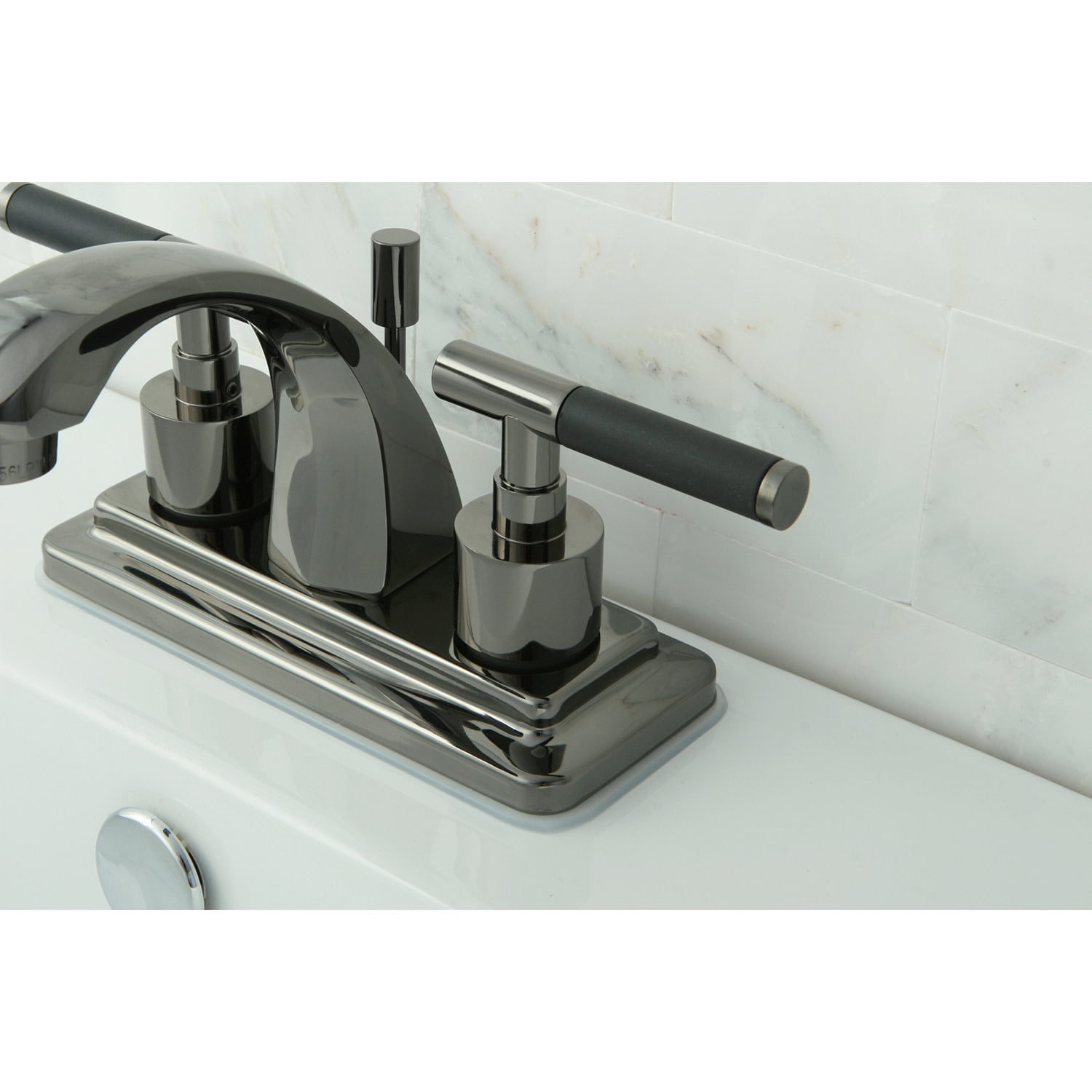 Kingston Brass NS4640DKL 4 in. Centerset Bathroom Faucet, Black Stainless Steel