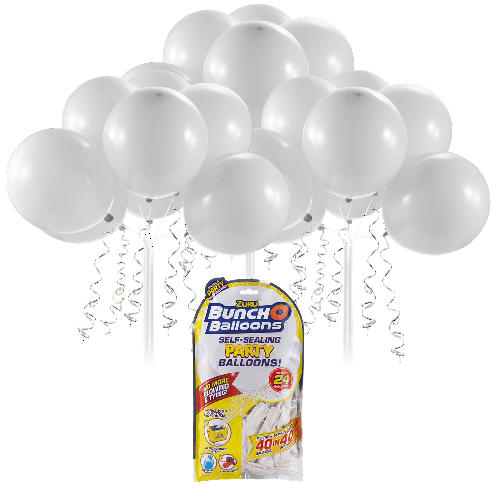 Bunch O Balloons SelfSealing Latex Party Balloons, White, 11in, 24ct