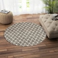 thumbnail image 5 of Teppich Homes Handmade Round Geometric Pattern Rug 15x15 - Black and Cream Tufted Wool Carpet for Living Room And Hallway, 5 of 7