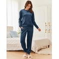 thumbnail image 3 of Ekouaer Womens Pajamas Sets Velvet Long Sleeve Jogger Pjs Soft Sleepwear 2 Piece Lounge Sets Casual Tracksuits, 3 of 7