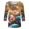 thumbnail image 4 of BiZtdJrK Womens 3/4 Length Sleeve Tops Casual Loose Fit Crewneck T Shirts Cute Rabbit Graphic Tees Shirt 2025 Easter Holiday Outfits Multicolor XXL Weekly Sale, 4 of 6