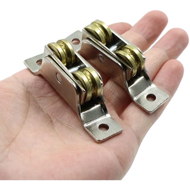 Ruedas para puertas corredizas Dos ruedas - Ruedas de hierro, Soporte de rodillo para puerta con ranura fija Rueda con ranura en U, Ruedas para riel Puerta corrediza Rodillo de vidrio 2 piezas, LingWen 8390615246538