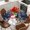 Navy blue, variant on Beige Christmas Round Tablecloth, Fitted Table Cover with Elastic for 36"-44" Round Tables, Snowman Xmas Tree Poinsettia Eucalyptus Table Cloth Outdoor Indoor Dinning Party Waterproof Tablecloths