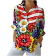 thumbnail image 2 of Long Sleeve Shirts for Women 4Th of July Shirts Patriotic Usa T Shirt Loose Fit American Flag Shirt Button Up Trendy Collared Blouses Summer Tunic Tops Previous Orders Womens Clothes, 2 of 4