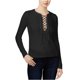 thumbnail image 1 of Chelsea Sky - Blusa con cordones para mujer, color negro, talla extra pequeña, 1 of 2