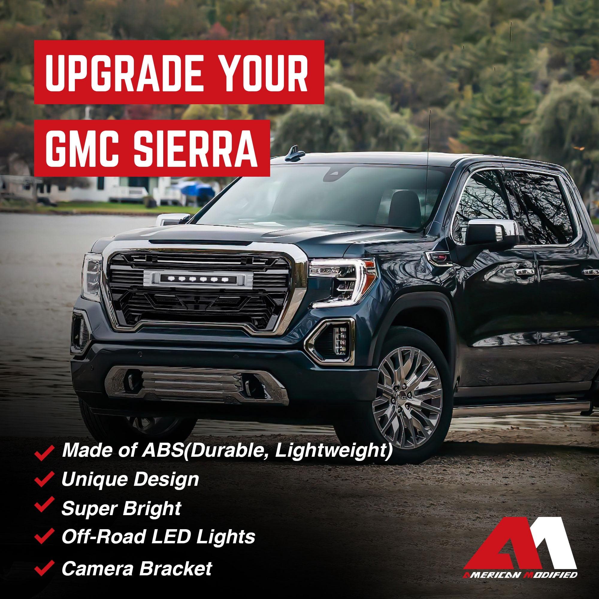 AMERICAN MODIFIED Grille w/Lights for 19-21 GMC Sierra 1500 Base, & SLE
