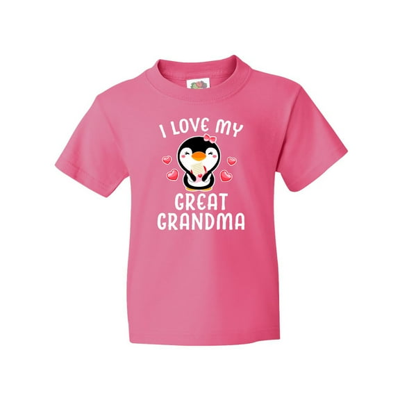 Inktastic I Love My Great Grandma with Cute Penguin and Hearts Youth T-Shirt
