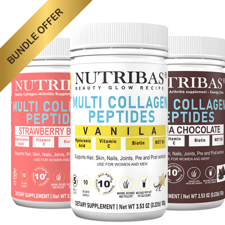 Multi Collagen Protein Powder, with HA Biotin Vit. C MCT, Baker's Variety Pack - 30 Servings