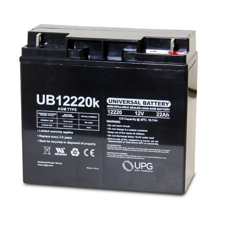 UPG UB12220 12V 22Ah T4 AGM Battery for APC UPS RBC7 RBC11 RBC55 Fire Security Alarm Panels Pride Mobility Scooters GoGo Elite Dr Power Briggs Generator Craftsman 90508011 Mower JNC660 Jump Pack